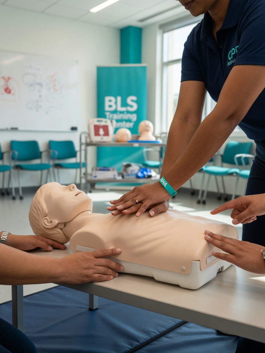CPR chest compressions training demonstration